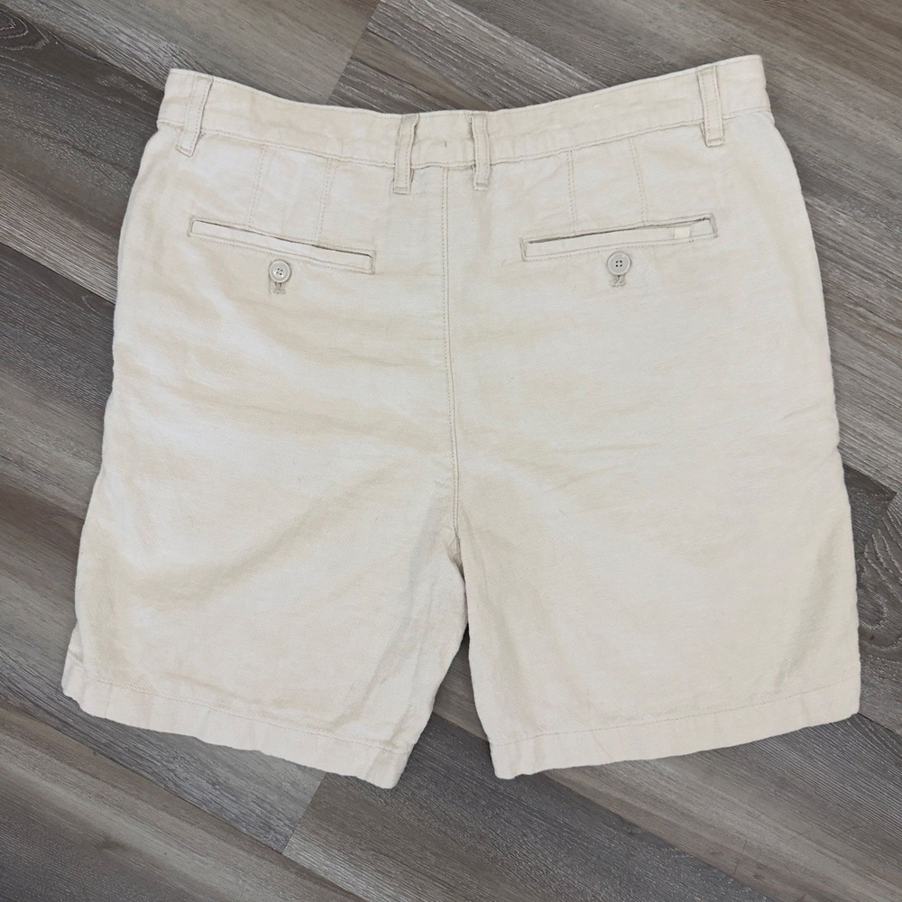 Zara Linen Cotton Bermuda Chino Shorts Oatmeal Beige Relaxed Fit Men's Size 32 - Picture 3 of 10
